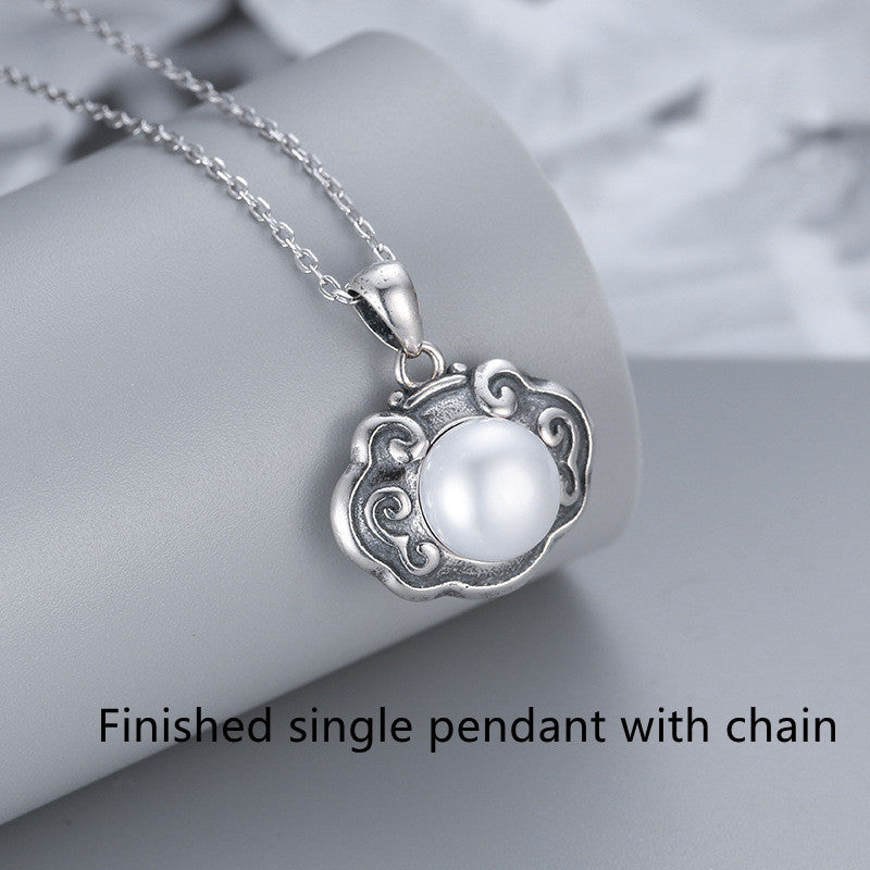Silver Safe Lock Pendant Female Lanugo Handmade Long Life Lock - Black & Elva