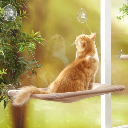 Pet Hanging Beds Cat Sunny Window Seat Mount Hammock Comfortable Cat Shelf Seat - Black & Elva
