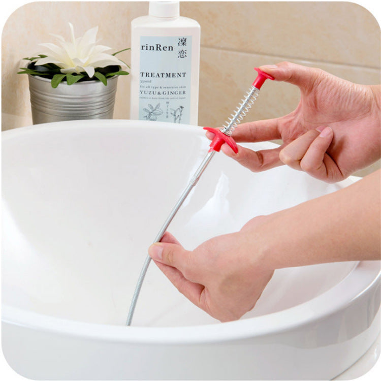 60CM Sewer Dredger Spring Pipe Dredging Tool Household Hair Cleaner Drain Clog Remover Cleaning Tools Household For Kitchen Sink Kitchen Gadgets - Black & Elva