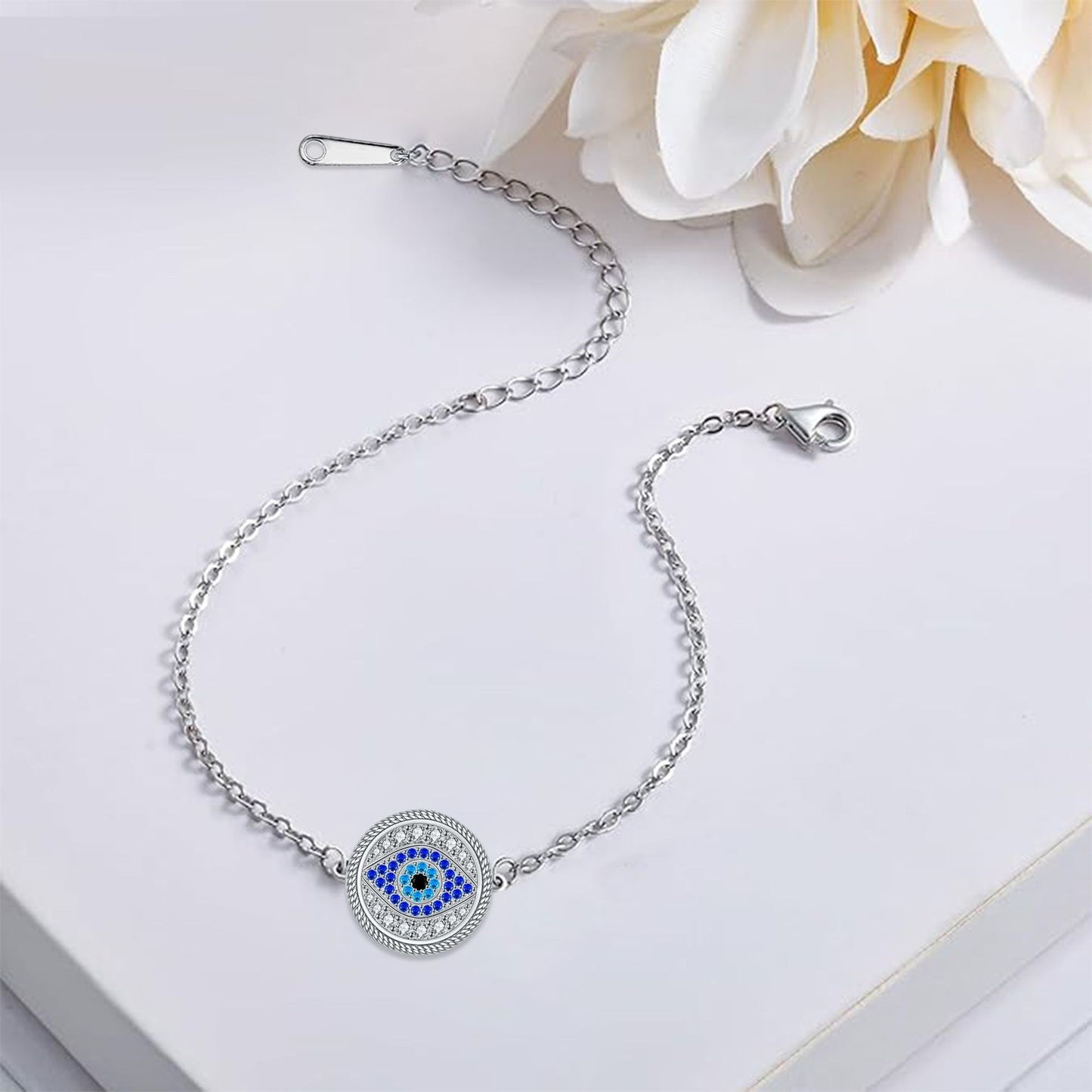 Classic Retro Eye Full Diamond Adjustable Bracelet - Black & Elva