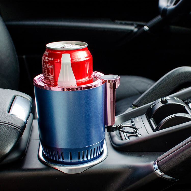 2 In1 Car Heating Cooling Cup 12V Smart Car Cup Holder Digital Temperature Display Drink Cup Warmer Cooler Mini Car Refrigerator - Black & Elva