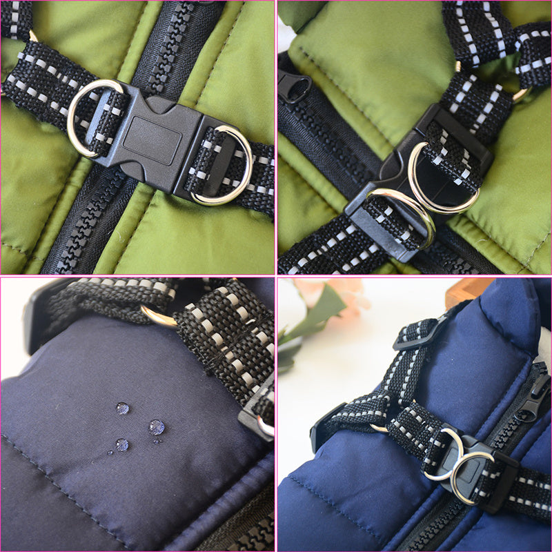Waterproof Winter Dog Coat with Harness – Warm Jacket for Small & Large Dogs - Black & Elva