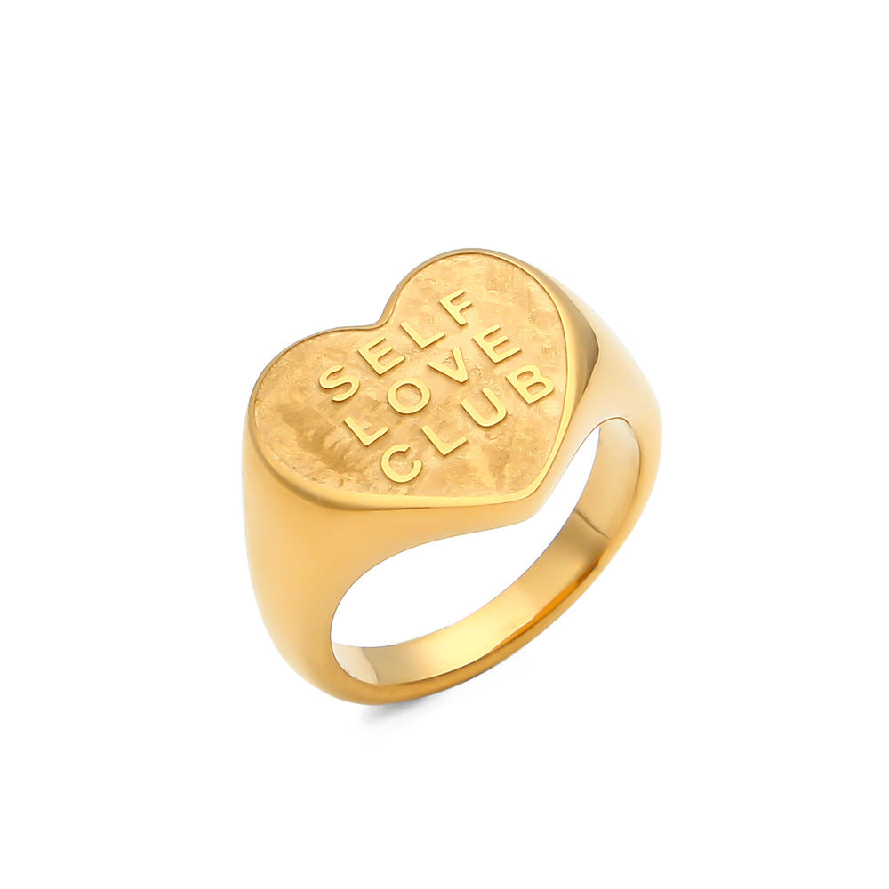 Heart-shaped English Ring Ornament Women - Black & Elva