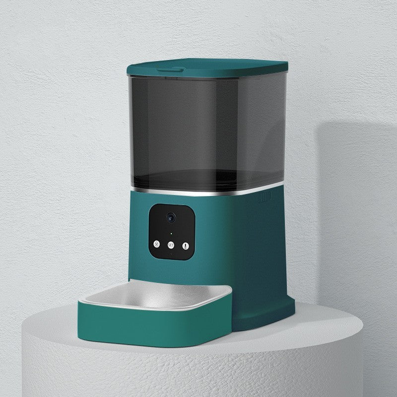 Smart Automatic Pet Feeder with WiFi – Large Capacity, Voice Recorder & Timer for Dogs & Cats - Black & Elva