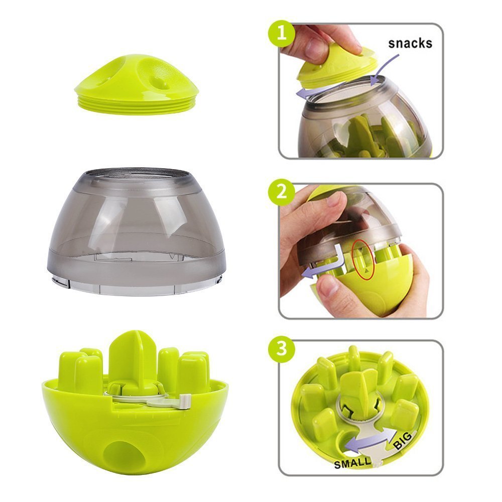 Interactive Dog Tumbler Feeder Toy – Food Dispensing Ball for Puppies & Pets - Black & Elva
