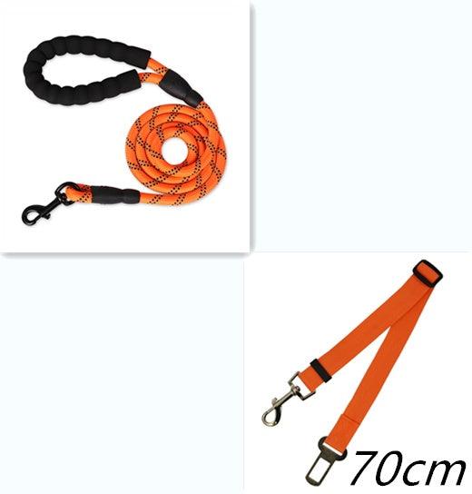Reflective Nylon Dog Leash – Durable Rope for Walking & Training - Black & Elva