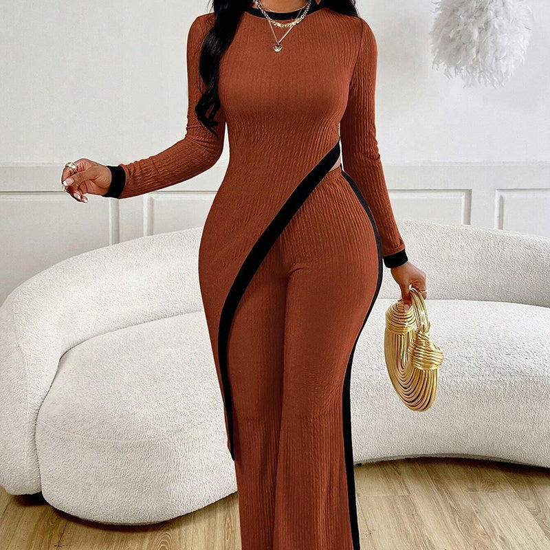 Elegant 2-Piece Set with Asymmetrical Top - Black & Elva