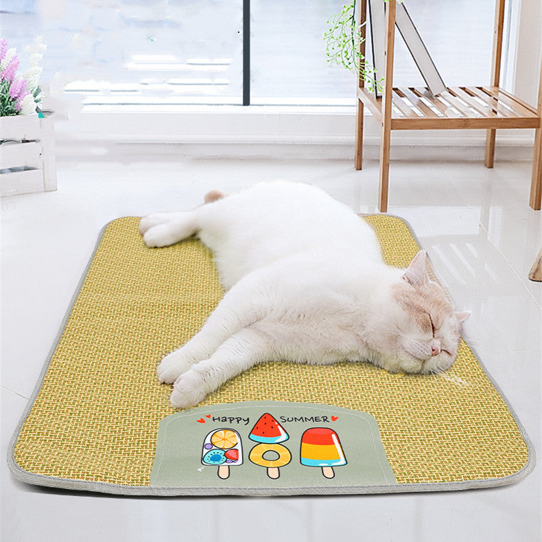 Cooling Pet Mat for Dogs & Cats – Breathable Summer Dog Bed, Anti-Scratch & Moisture-Proof Sleeping Pad - Black & Elva