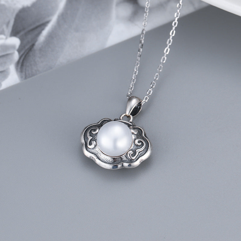 Silver Safe Lock Pendant Female Lanugo Handmade Long Life Lock - Black & Elva