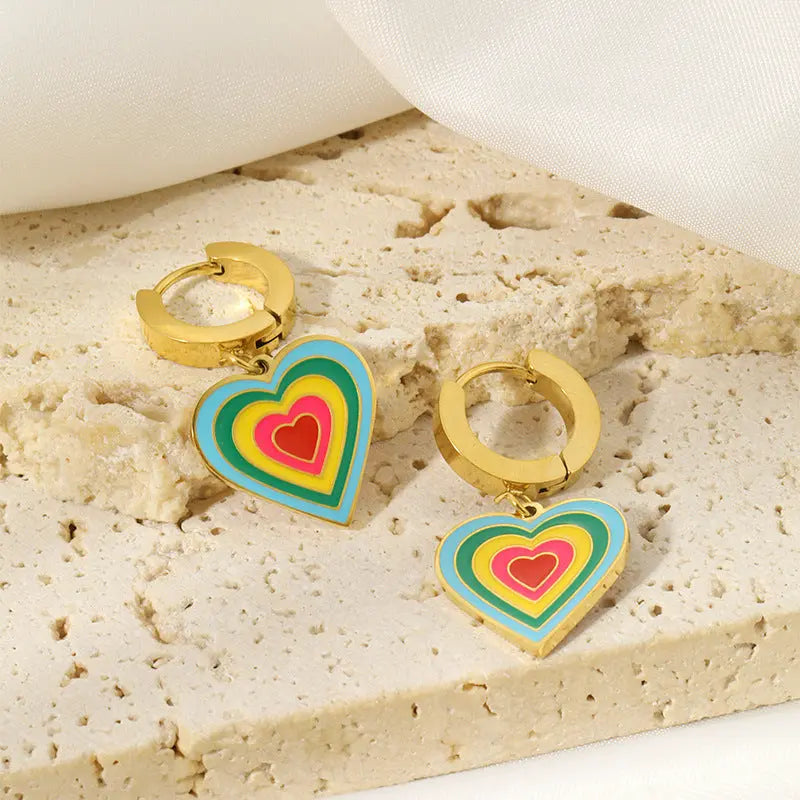 Fashionable Personalized All-match Stainless Steel Gold-plated Earrings - Black & Elva
