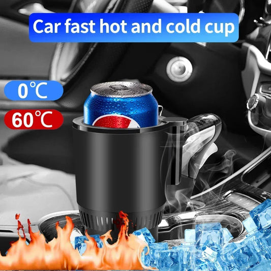 2 In1 Car Heating Cooling Cup 12V Smart Car Cup Holder Digital Temperature Display Drink Cup Warmer Cooler Mini Car Refrigerator - Black & Elva