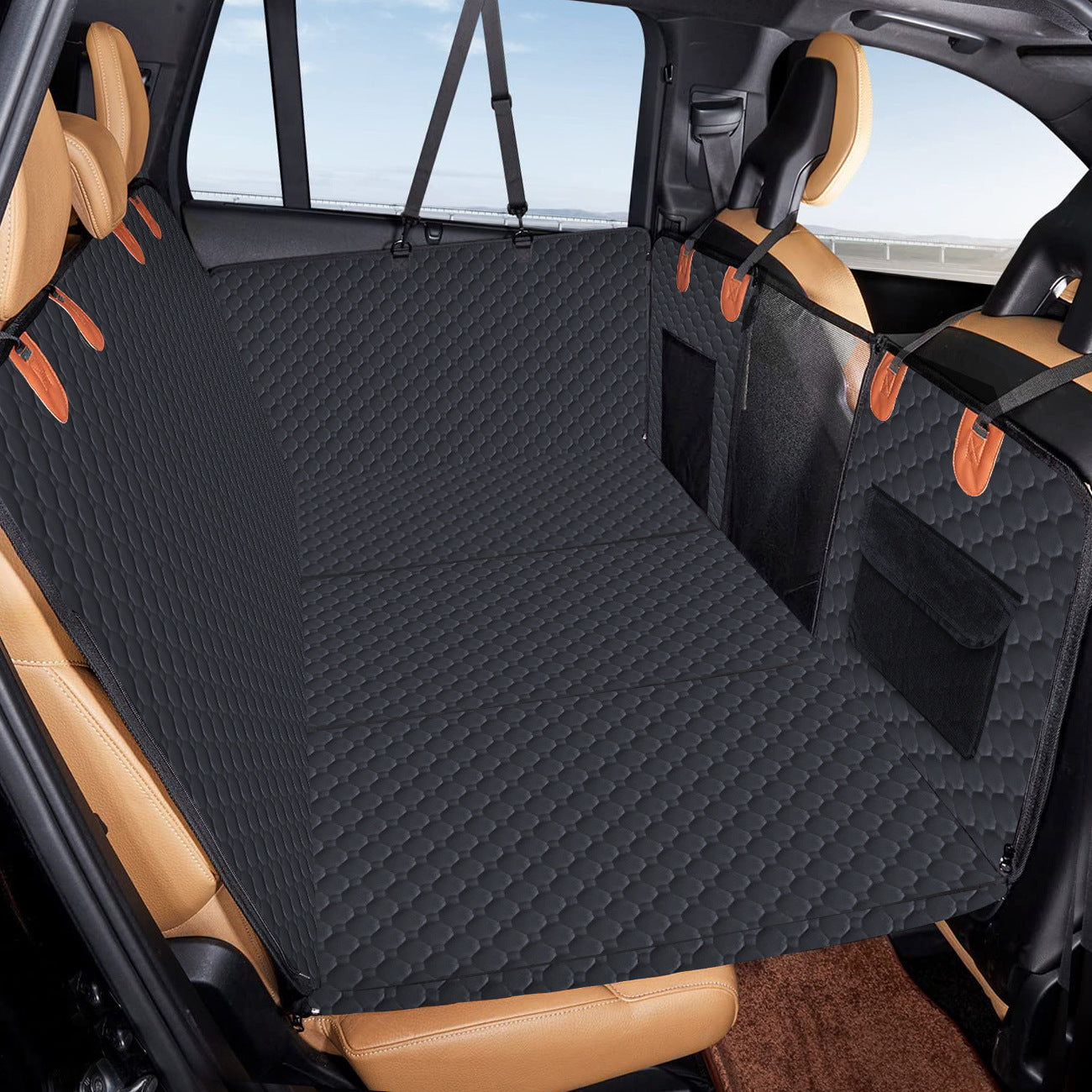 Load-bearing Lengthened Vehicle-mounted Pet Mat Travel Dog Hammock - Black & Elva