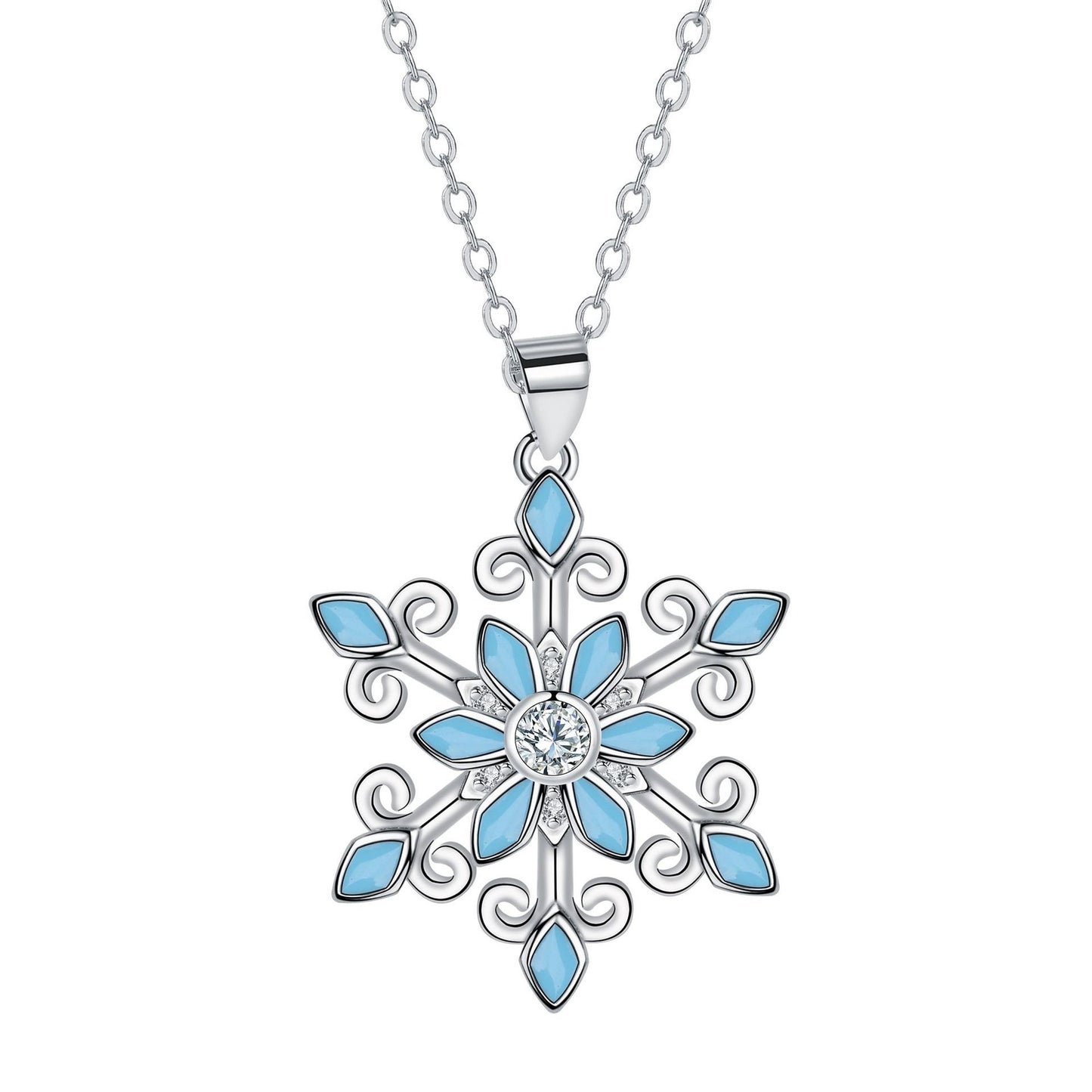 Temperament Design Romantic Snowflake Pendant Necklace - Black & Elva