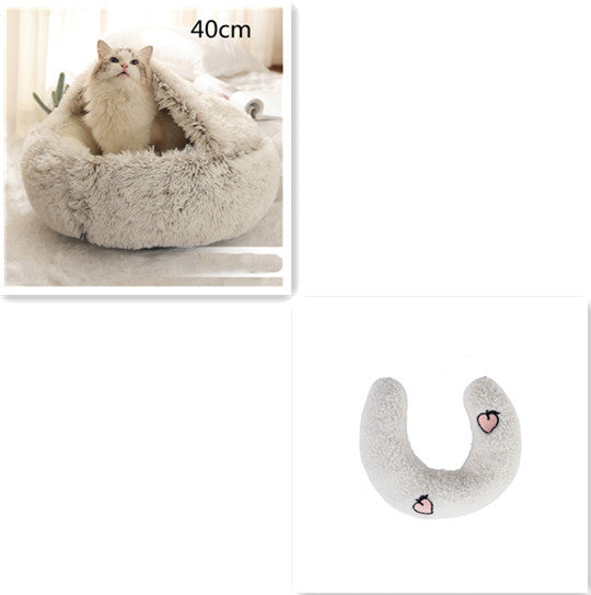 Warm Plush Pet Bed for Cats & Dogs – Soft Winter Sleeping Cushion - Black & Elva