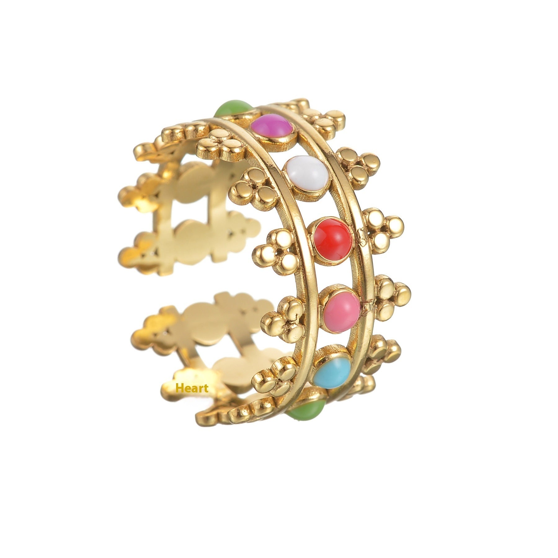 Color Ring 18K Gold Light Luxury Exquisite - Black & Elva