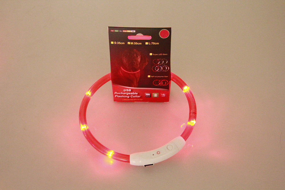 Pet Flashing Collar USB Rechargeable Glowing Necklace Safety Collar Light Up Collars For Night Walking Electric Dog Collar Neon - Black & Elva