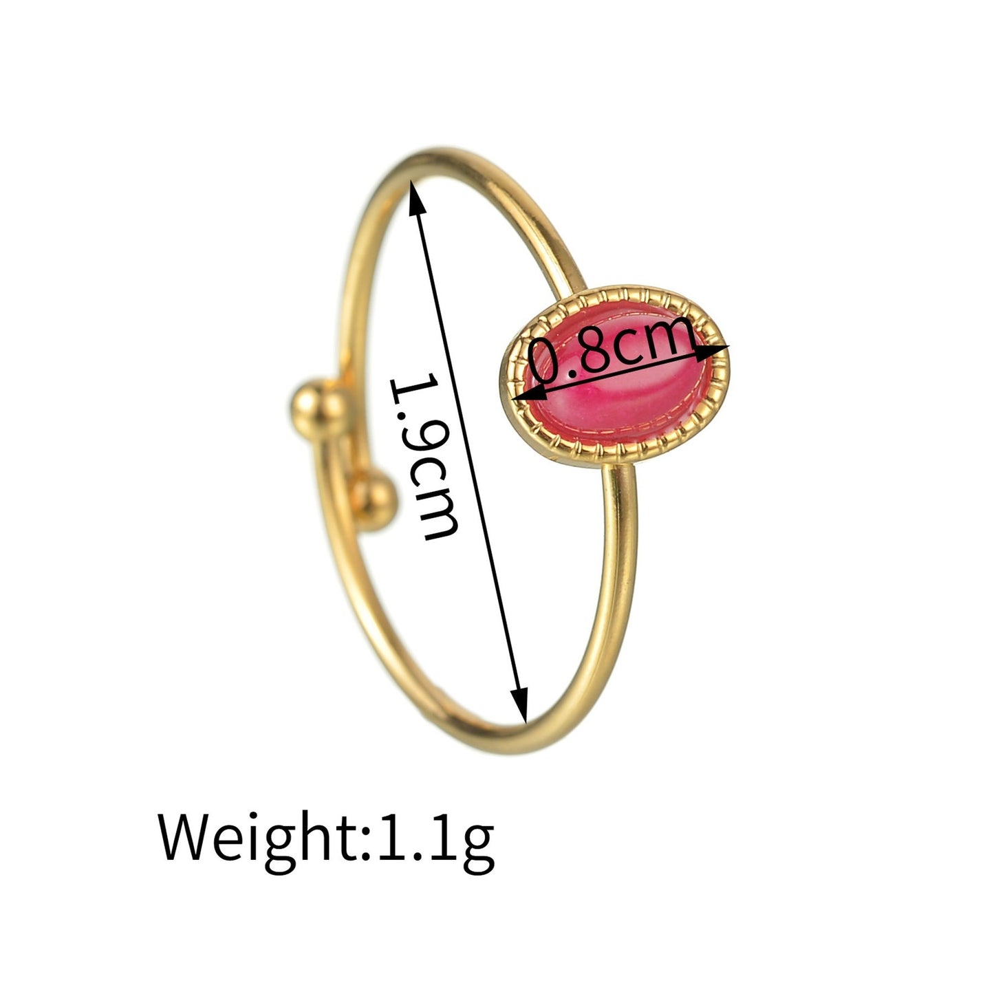 Color Ring 18K Gold Light Luxury Exquisite - Black & Elva