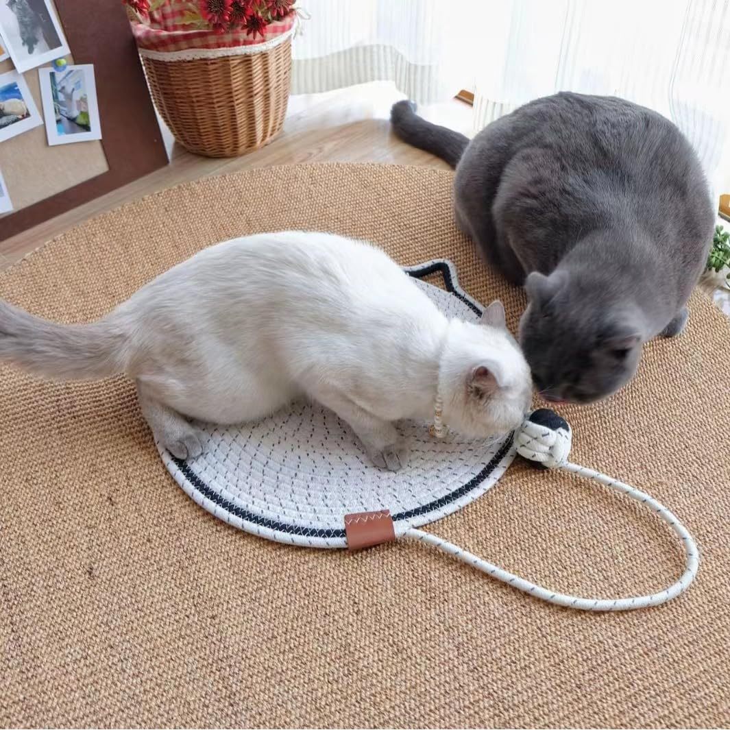 Braided Cotton Rope Cat Claw Mat Self Hi Ball One Piece Sleeping Mat Washable Anti Sticky Scratching Artifact Cat Scratching Mat Pet Products - Black & Elva