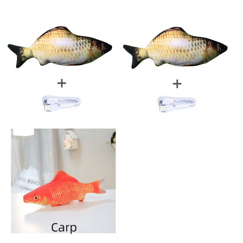 Without Cat Nip Version - Electric Jumping Fish Simulation Electric Fish Toy - Black & Elva