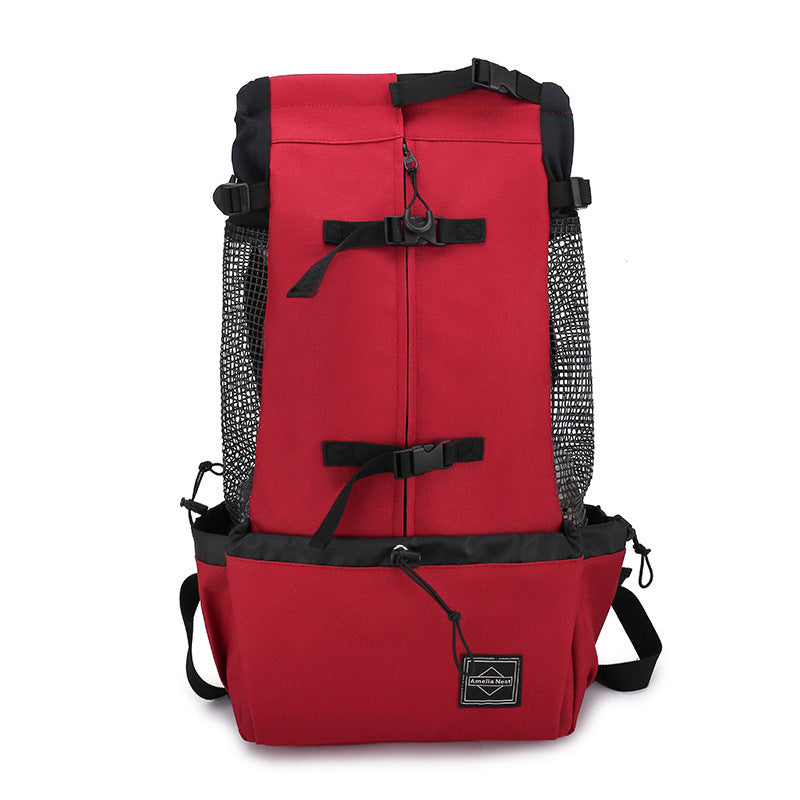 Portable Double Shoulder Dog Carrier Backpack – Travel & Outdoor Pet Bag - Black & Elva