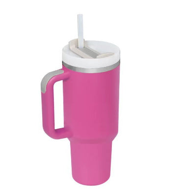 "40 Oz Insulated Stainless Steel Tumbler with Handle & Straw – Spill Proof Vacuum Coffee Cup, Perfect for Car, Gym, Office & Travel – Ideal Valentine’s Gift" - Black & Elva