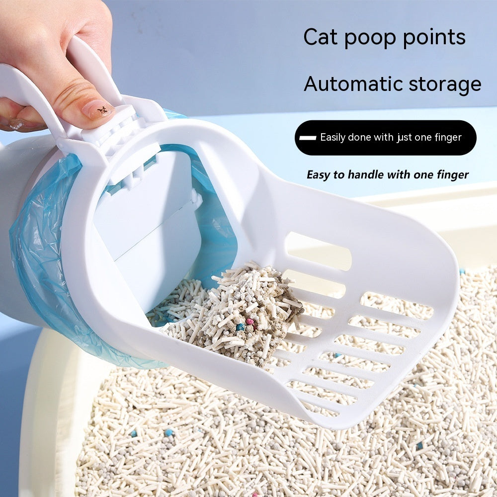 Self-Cleaning Cat Litter Scoop with Refill Bags – Wide Shovel & Waste Bin System - Black & Elva