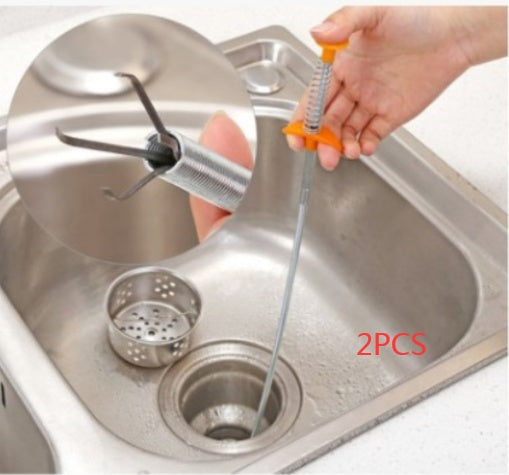 60CM Sewer Dredger Spring Pipe Dredging Tool Household Hair Cleaner Drain Clog Remover Cleaning Tools Household For Kitchen Sink Kitchen Gadgets - Black & Elva