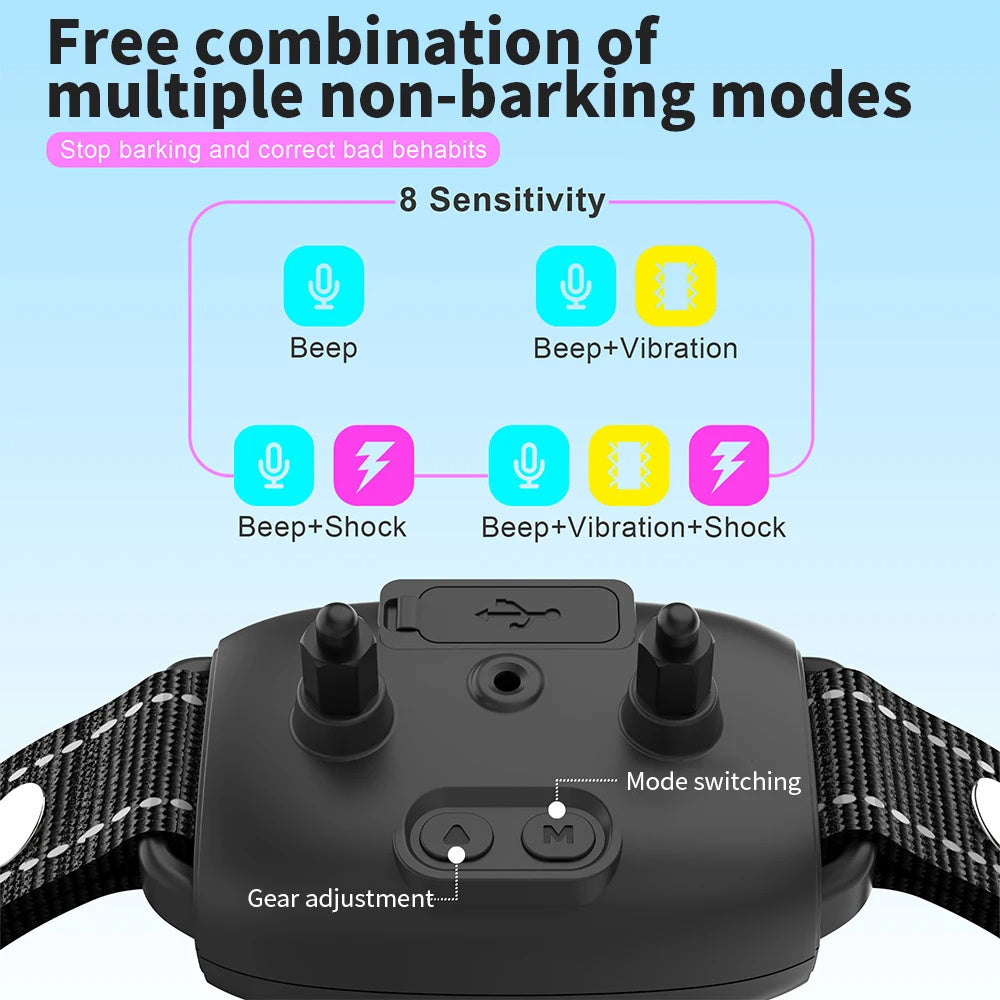 Smart Anti-Bark Dog Collar – Rechargeable, Waterproof & Digital Display - Black & Elva