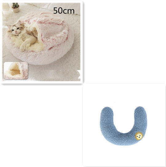 Warm Plush Pet Bed for Cats & Dogs – Soft Winter Sleeping Cushion - Black & Elva