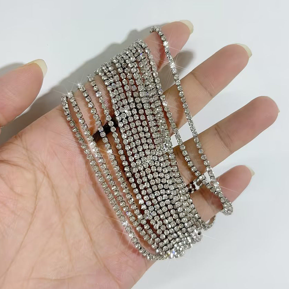 Fashion Grandeur Personality Multi-layer Rhinestone Chain Bracelet - Black & Elva