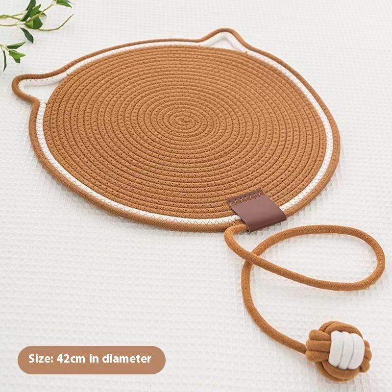 Braided Cotton Rope Cat Claw Mat Self Hi Ball One Piece Sleeping Mat Washable Anti Sticky Scratching Artifact Cat Scratching Mat Pet Products - Black & Elva