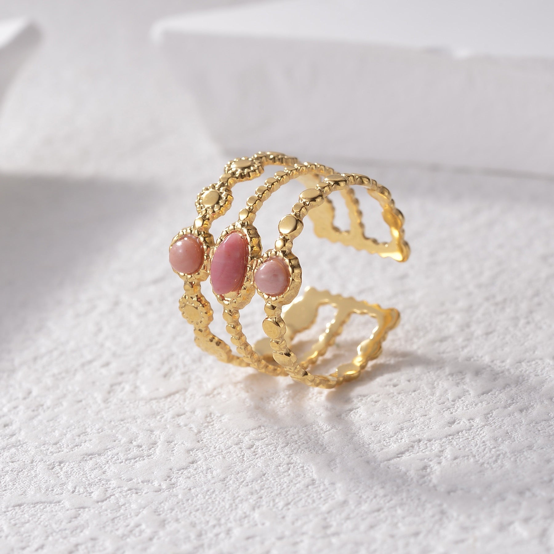 Color Ring 18K Gold Light Luxury Exquisite - Black & Elva