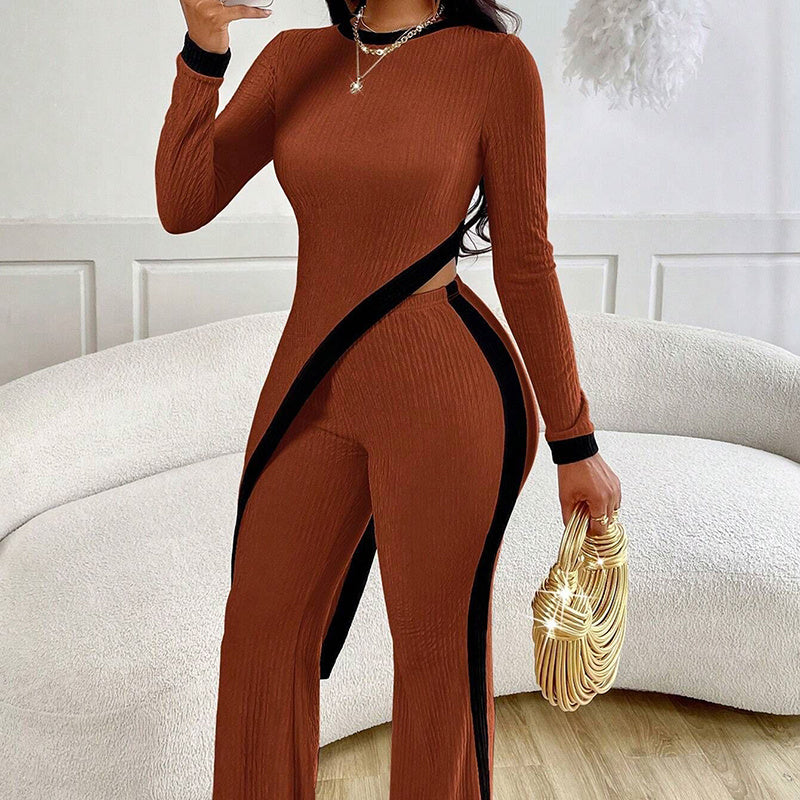 Elegant 2-Piece Set with Asymmetrical Top - Black & Elva