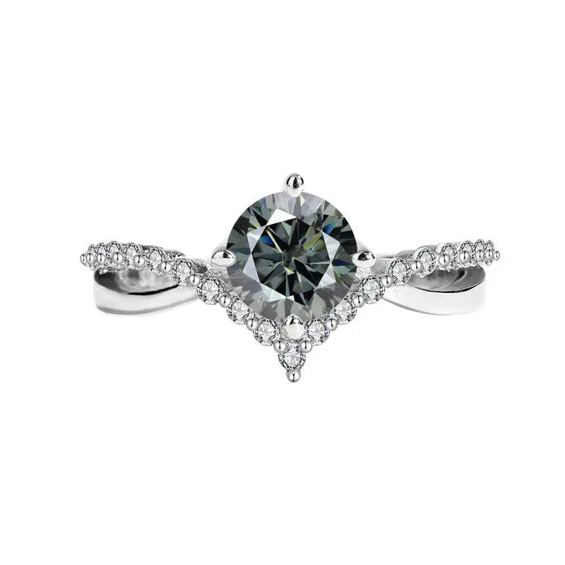 Eight Arrows Crowned Love Moissanite Female Ring - Black & Elva