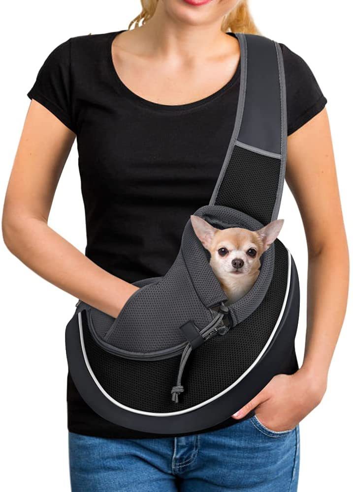 Carrying Pets Bag Women Outdoor Portable Crossbody Bag For Dogs Cats Pet Products - Black & Elva