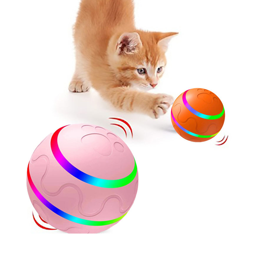 Pet New Cat Wicked Ball Toy Intelligent Ball USB Cat Toys Self Rotating Ball Automatic Rotation Ball - Black & Elva