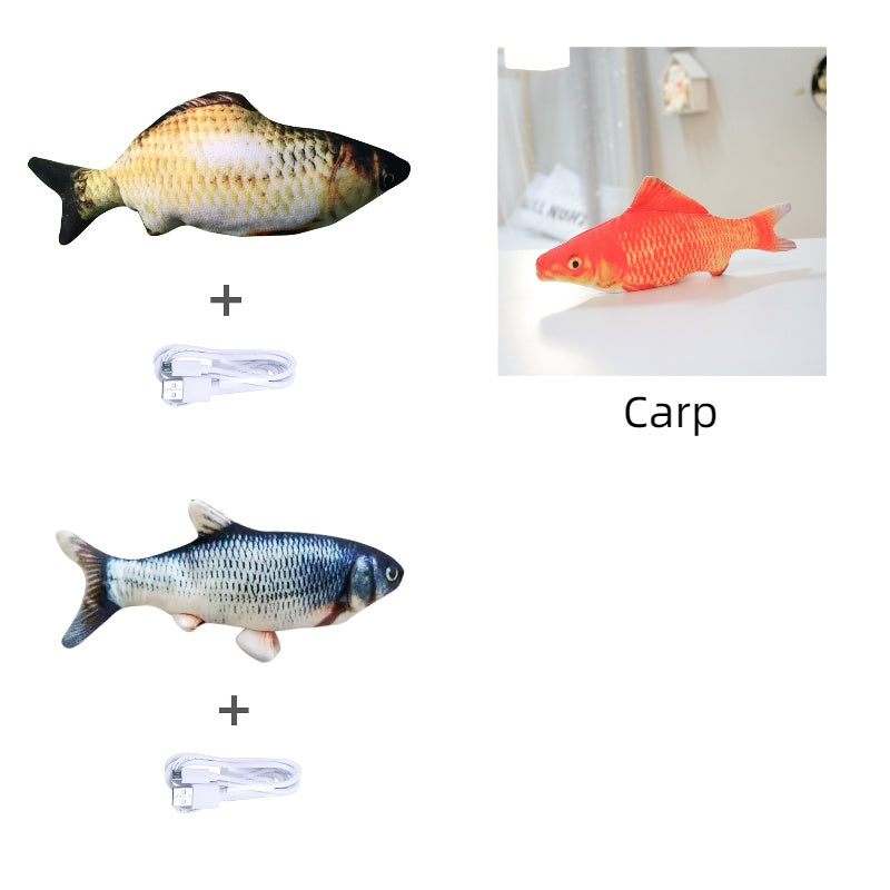 Without Cat Nip Version - Electric Jumping Fish Simulation Electric Fish Toy - Black & Elva