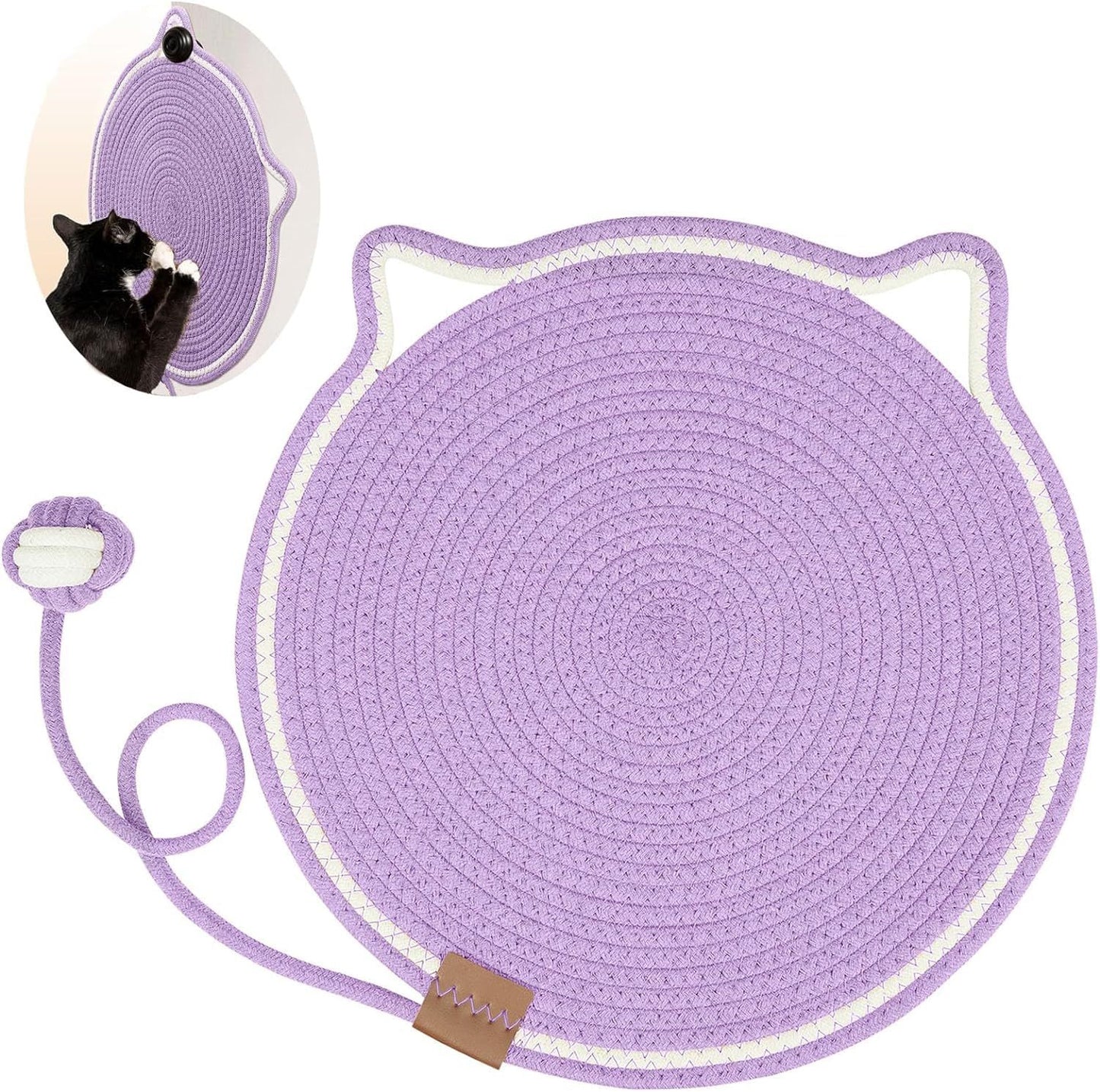 Braided Cotton Rope Cat Claw Mat Self Hi Ball One Piece Sleeping Mat Washable Anti Sticky Scratching Artifact Cat Scratching Mat Pet Products - Black & Elva