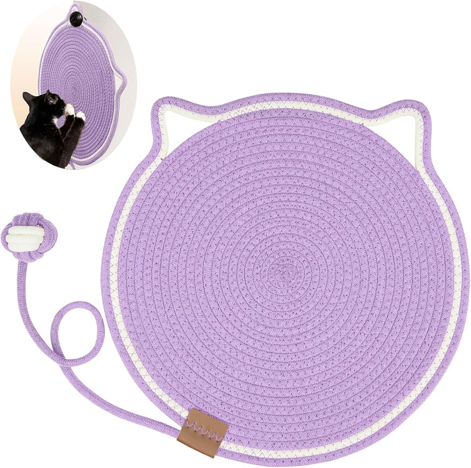 Braided Cotton Rope Cat Claw Mat Self Hi Ball One Piece Sleeping Mat Washable Anti Sticky Scratching Artifact Cat Scratching Mat Pet Products - Black & Elva