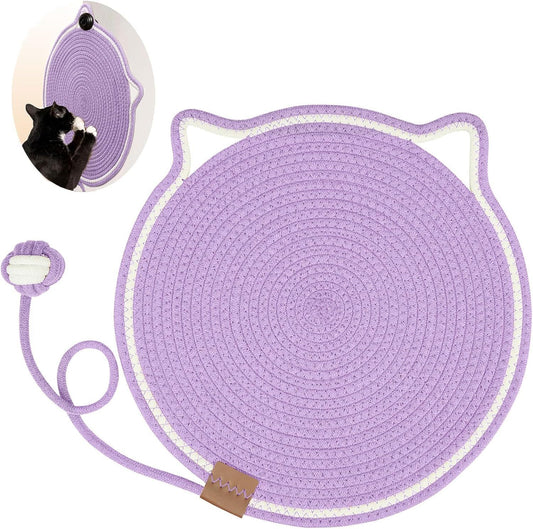 Braided Cotton Rope Cat Claw Mat Self Hi Ball One Piece Sleeping Mat Washable Anti Sticky Scratching Artifact Cat Scratching Mat Pet Products - Black & Elva