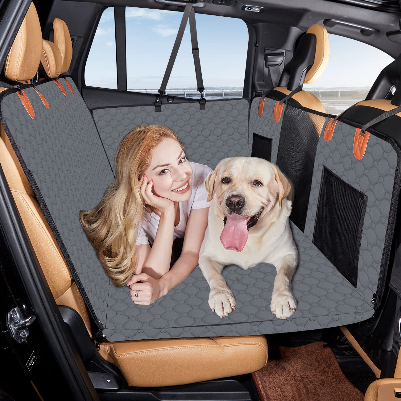 Load-bearing Lengthened Vehicle-mounted Pet Mat Travel Dog Hammock - Black & Elva