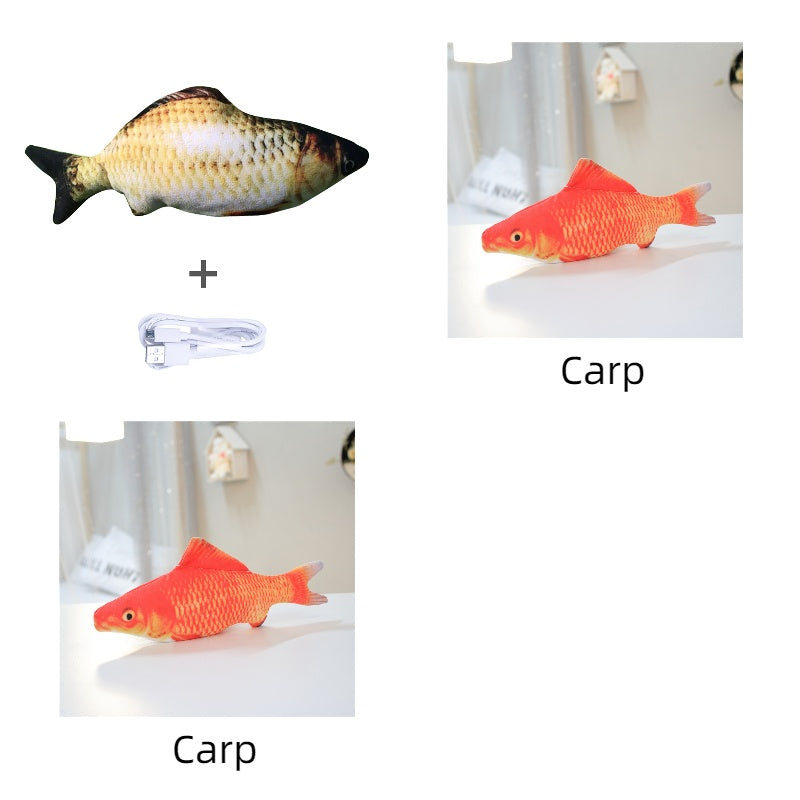 Without Cat Nip Version - Electric Jumping Fish Simulation Electric Fish Toy - Black & Elva
