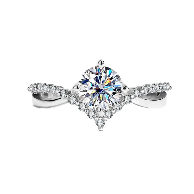 Eight Arrows Crowned Love Moissanite Female Ring - Black & Elva