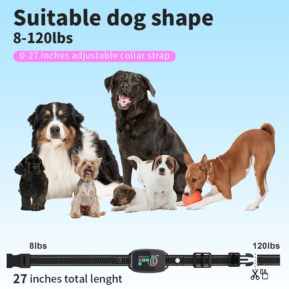 Smart Anti-Bark Dog Collar – Rechargeable, Waterproof & Digital Display - Black & Elva