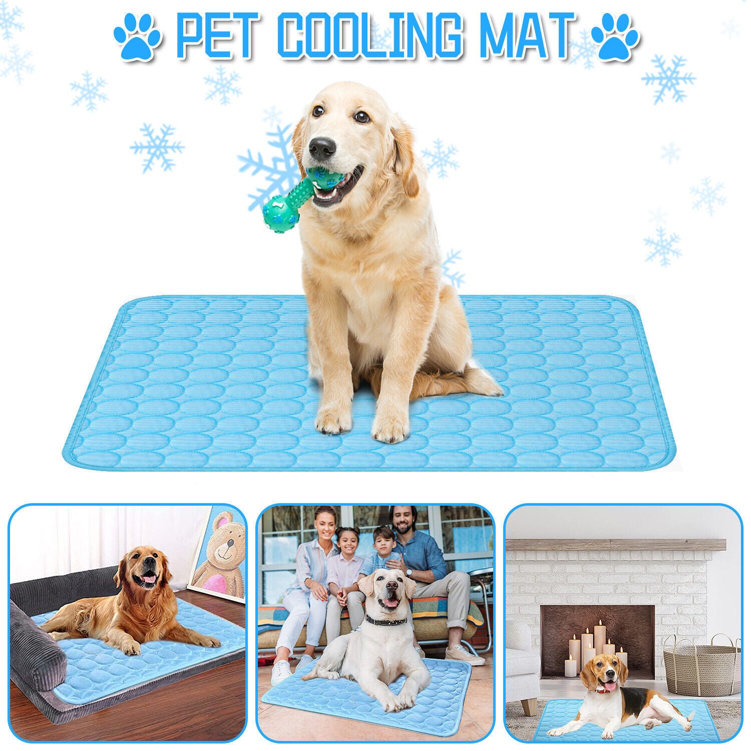 Pet Cooling Mat for Dogs & Cats – Summer Breathable Cool Pad Bed - Black & Elva
