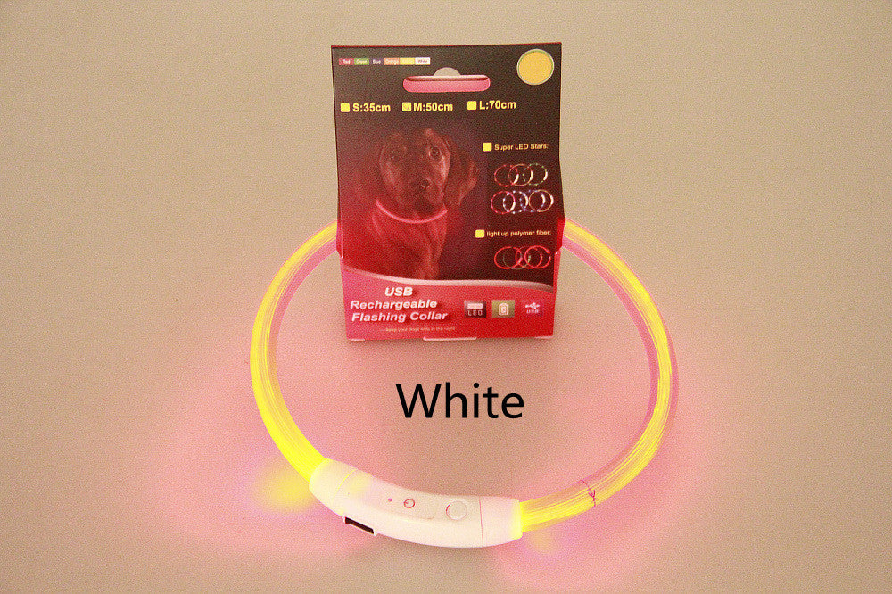 Pet Flashing Collar USB Rechargeable Glowing Necklace Safety Collar Light Up Collars For Night Walking Electric Dog Collar Neon - Black & Elva