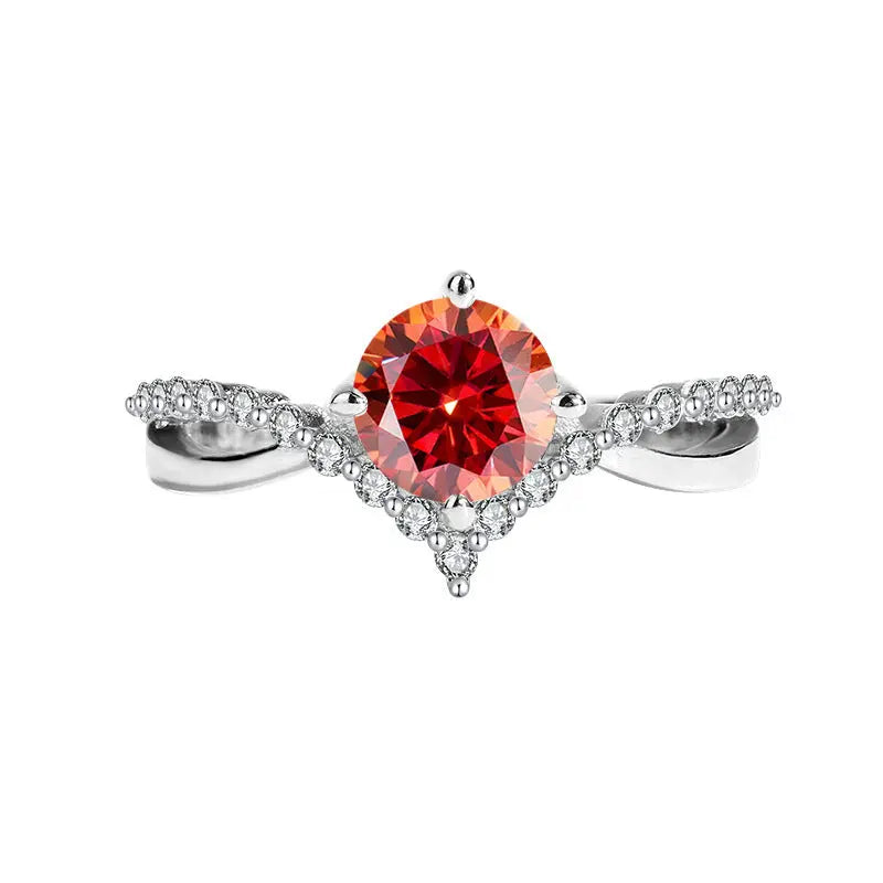 Eight Arrows Crowned Love Moissanite Female Ring - Black & Elva