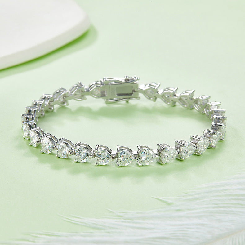 S925 Silver Plating 18k Platinum Diamond Bracelet - Black & Elva