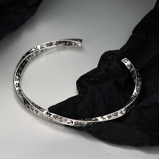 S925 Sterling Silver Mobius Bracelet For Women - Black & Elva