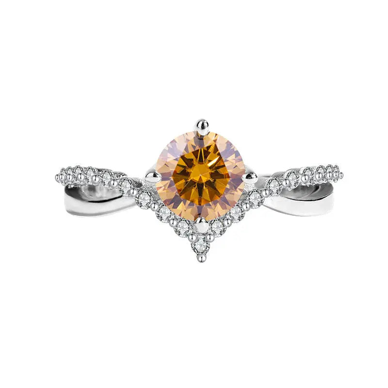 Eight Arrows Crowned Love Moissanite Female Ring - Black & Elva